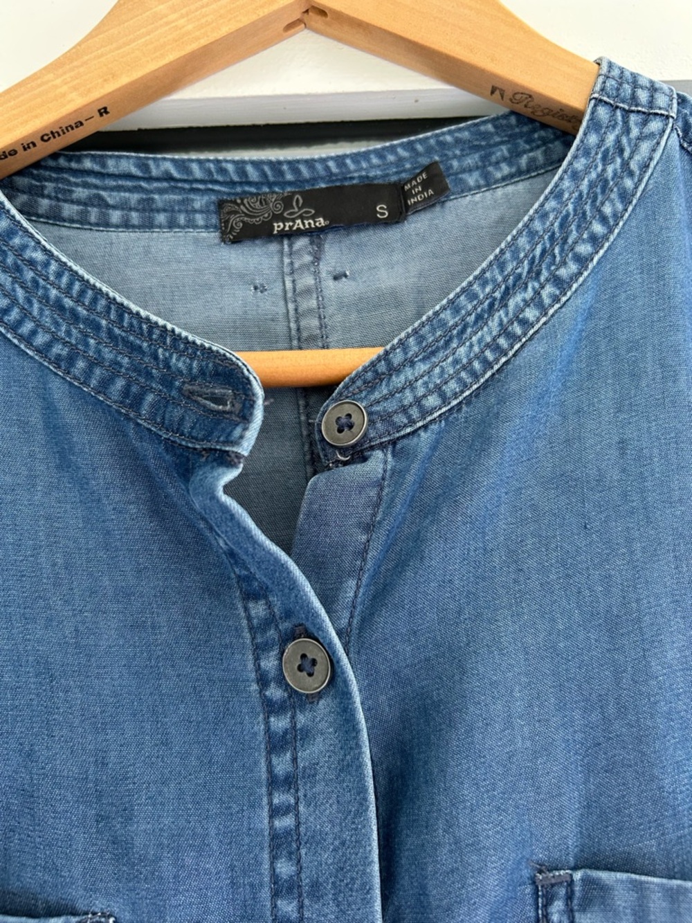 Prana Aliki Roll Tab Sleeve Antique Denim Chambray Shirt Dress, Size Small - Picture 3 of 4